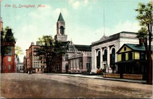 Vintage Postcard MA Hampden County Springfield Elm Street 1909 H19