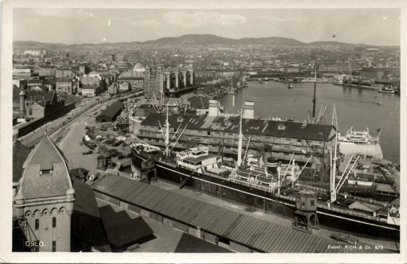 norway norge, OSLO, Harbour Scene (1950s) RPPC