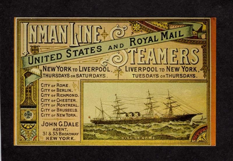 City of Rome Steamship Steam Ship Steamer New York to Liverpool England NY