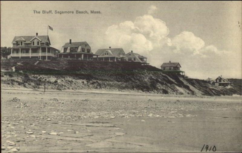 Sagamore Beach Cape Cod MA Homes on Bluff c1910 Postcard