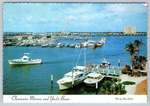 Marina And Yacht Basin, Clearwater Beach, Florida, 1980 Chrome Postcard