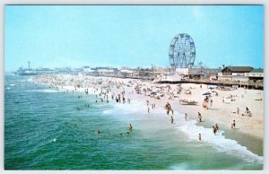 1950-60's SEASIDE HEIGHTS NEW JERSEY NJ FERRIS WHEEL BOARDWALK BEACH POSTCARD