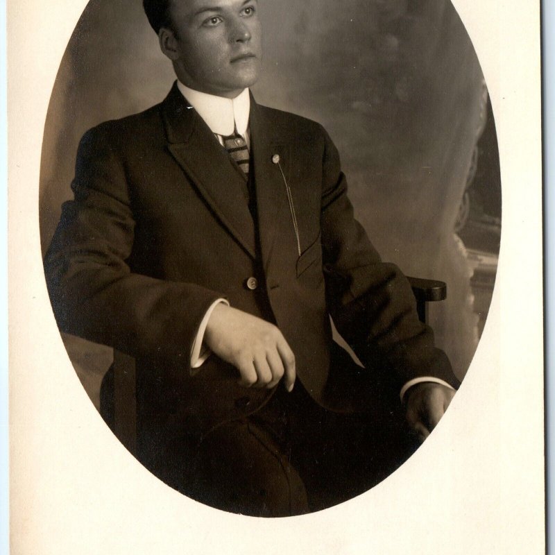 c1910s Du Bois, PA Handsome Dapper Man RPPC Real Photo Neeley Studio PC A122