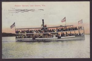 Steamer Harvard,Lake Geneva,WI Postcard