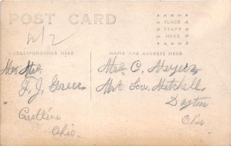 F2/ Crestline Ohio RPPC Postcard c1910 People in Backyard Home