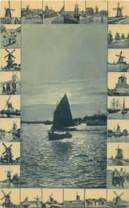 Holland dutch sceneries mills sailing vessel 1908 postcard