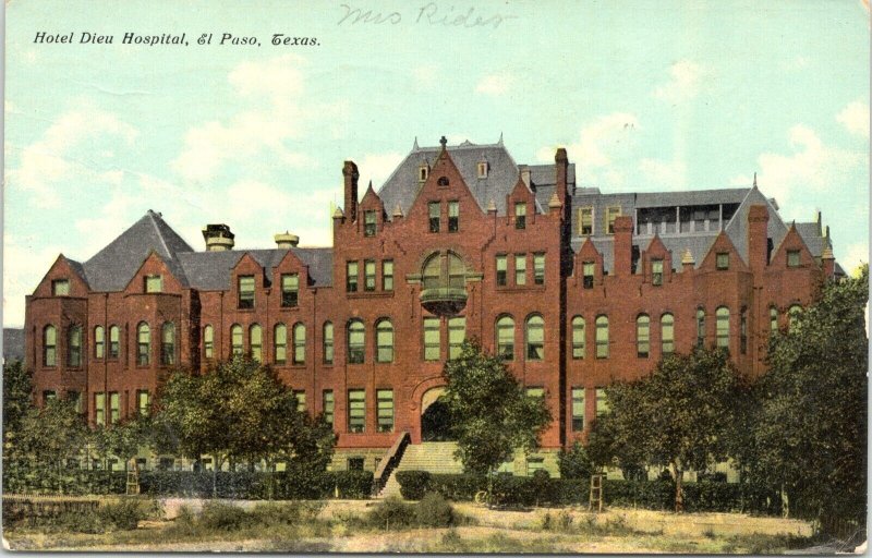 Postcard Hotel Dieu Hospital in El Paso, Texas