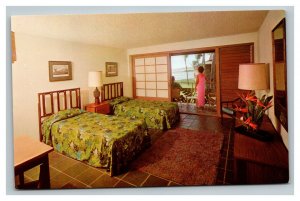 Vintage 1960's Advertising Postcard Poipu Beach Hotel Room Kauai Hawaii