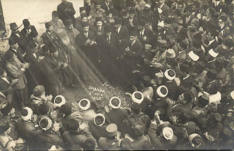 turkey, ÇANAKKALE CHANAK F.M.K., Occupation, Group of Dancing Men (1922) RPPC