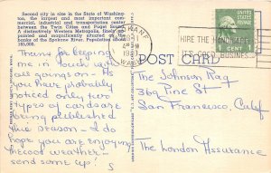 G33/ Spokane Washington Postcard Linen Curt Teich Large Letter Greetings