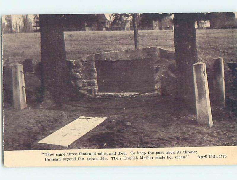 Unused Divided-Back BRITISH SOLDIERS GRAVE Concord Massachusetts MA HM5869