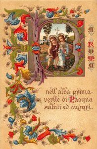ITALY ANGELS RELIGIOUS EMBOSSED E. SBORGI POSTCARD (c. 1900) *