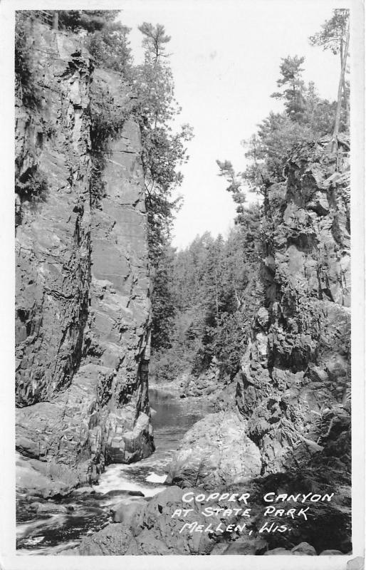 Mellen Wisconsin~Copper Canyon @ State Park~High Cliff~c1930s Real Photo Pc