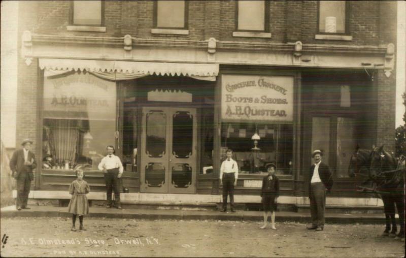 Orwell NY AE Olmstead Store Storefront c1910 Real Photo Postcard