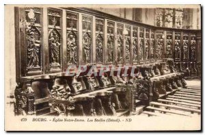 Old Postcard Bourg Eglise Notre Dame The Stalls Detail