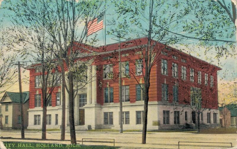 USA City Hall Holland Michigan Vintage Postcard 01.80