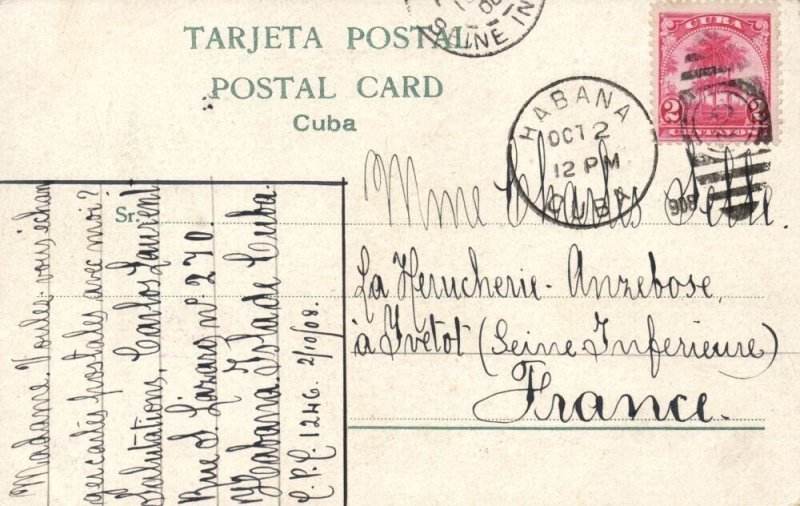cuba, HAVANA, Llegada  de un Trasatlántico, Arrival of a Steamer (1908) Postcard