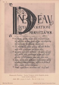 Bosworth Antique Psalter 10th Century Latin Vulgate Bible Old Postcard
