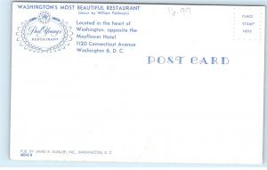 *Paul Young's Restaurant 1120 Connecticut Ave Washington DC Vintage Postcard A61