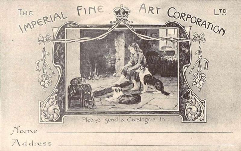 Woman with Dogs Imperial Fine Art Corp Advertising Antique Postcard J72953