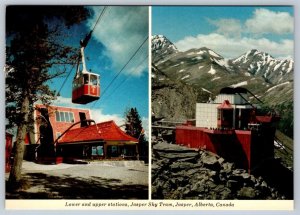 Lower & Upper Stations, Jasper Sky Tram, Jasper Alberta Canada, Chrome Postcard
