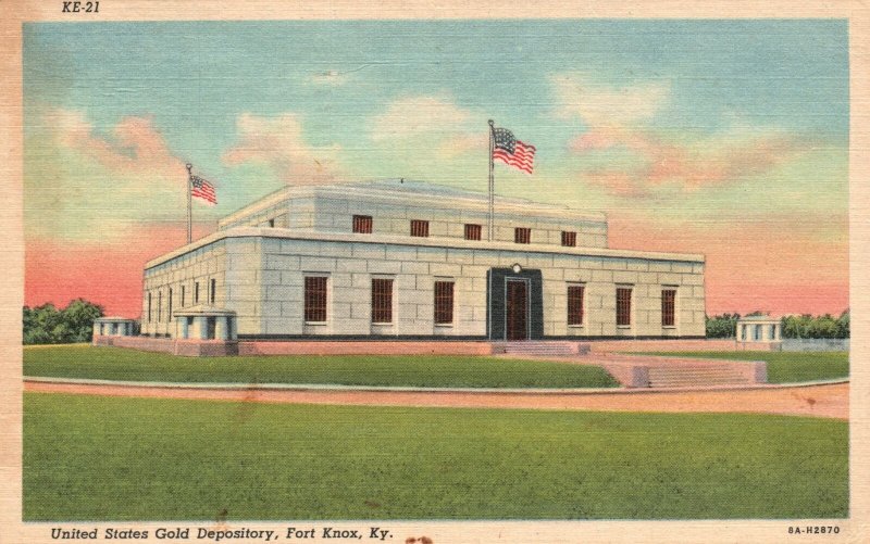 United States Gold Depository Building Fort Knox Kentucky Vintage Postcard 1960