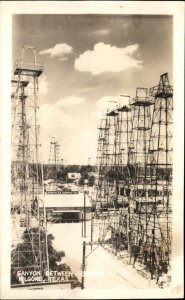 Kilgore Texas TX Canyon Between Oil Derricks Real Photo Vintage Postcard