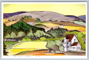 Margaree Valley, Cape Breton, Nova Scotia, Unsigned Chrome Art Postcard