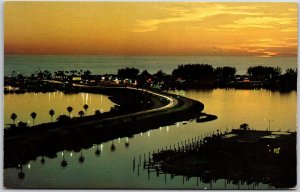 Clearwater Beach At Twilight Memorial Causeway Florida Gulf Of Mexico Postcard