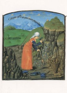 Medieval Mine Woman Mining Female Miner Painting Postcard