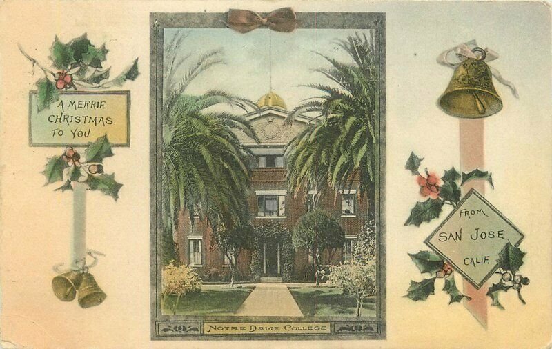 Christian Church Hand Colored San Jose California 1909 Postcard 21-3354