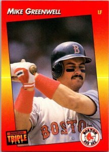1992 Donruss Tripleplay Baseball Card Mike Greenwell Boston Red Sox sk6146