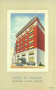 Newark New Jersey 1940s Linen Postcard Hotel St. Francis