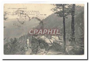 The Schlucht and Hoheneck Old Postcard The Belevedere rock and source