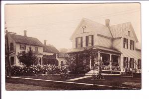 Real Photo, Two Houses, Flowering Bushes, Lawn Swing,  AZO 1904-1918