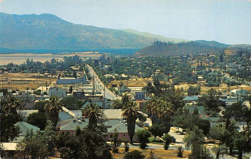 Elsinore California panoramic birds eye view of town vintage pc Z16961