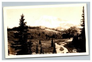 Vintage 1930's 2 RPPC Postcards Mt. Rainier From Paradise Valley Washington