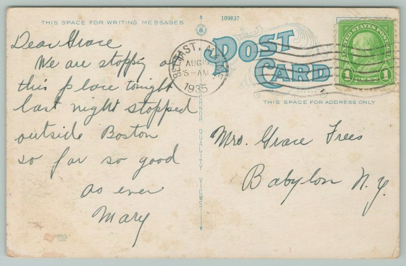 Belfast Maine~Front Of Public Library~1920s Postcard