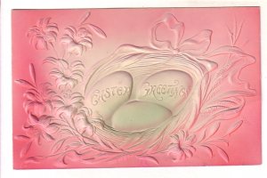 Easter Greetings, Deeply Embossed, Silkscreened, Eggs,