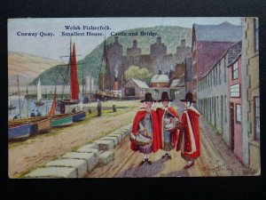 Wales CONWAY QUAY Welsh Fisherfolk / Fisher Woman c1940 Postcard by ETW Dennis