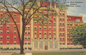 Oak Park Illinois 1940s Postcard West Suburban Hospital