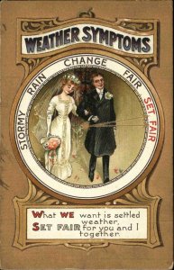 Weather Symptoms Romance Bride and Groom c1910 Vintage Postcard