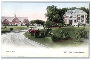 c1905s Frank Fowler's Residence Exterior House Fremont Nebraska NE Tree Postcard