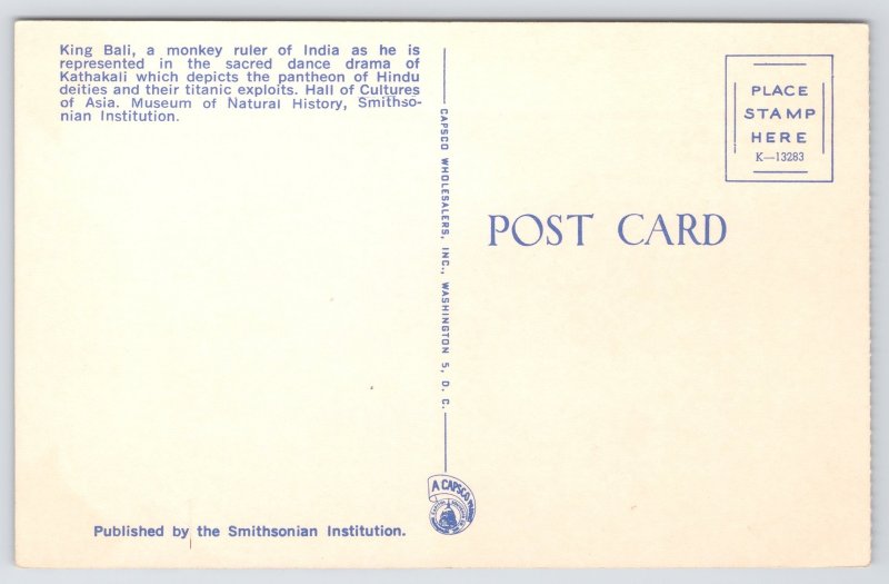 Washington DC~King Bali Statue In Smithsonian Institute~Vintage Postcard
