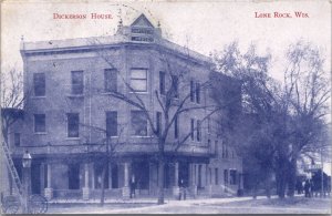 Lone Rock WIS The Dickerson House Hotel Piano Hall in Background 1911