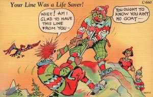 Vintage Postcard 1930's Your Line Was A Life Saver Comic Card