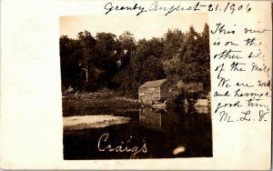 RPPC Craig's Mill North Granby CT c1906 Undivided Back Vintage Postcard X22