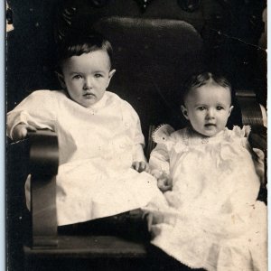 c1910s Two Cute Children Baby Boy Girl RPPC Real Photo Schumaker Postcard A111