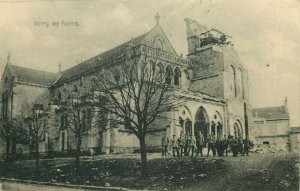 France Marne Witry-lès-Reims damaged church soldiers occupation field post 1917