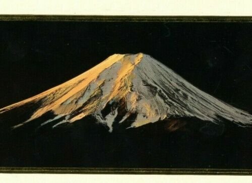 Japanese Christmas New Year Card Mt Fuji Gold Embossed w/envelope VTG JG8 